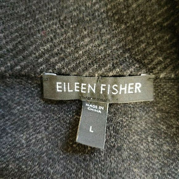 Eileen Fisher Wool Blazer women size large charcoal gray - Picture 6 of 6